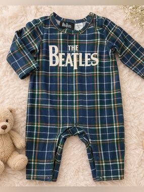 Cotton On Baby 0-3M The Beetles Graphic Band Tee One Piece Outfit Romper Plaid